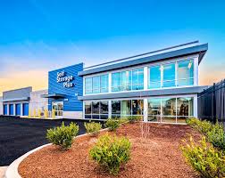Storage facility with blue branding